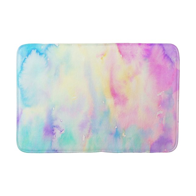 Watercolor abstract blue and purple Shower Mat (Front)