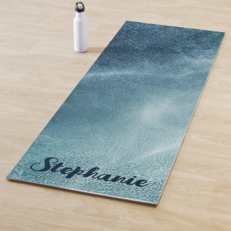 Watercolor Abstract Blue Yoga Mat