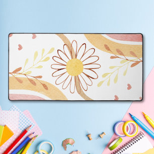 Watercolor Abstract Botanical Flower Rainbow Kids Desk Mat