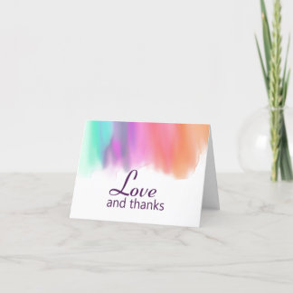 Watercolor Abstract Bright Colourful Rainbow Thank You Card