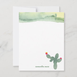 Watercolor Abstract Cactus Thank You Note Card