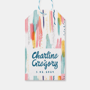 Watercolor Abstract Colourful Brush Strokes Weddin Gift Tags