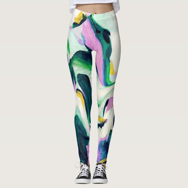 Watercolor abstract, colourful seamless pattern. leggings (Front)