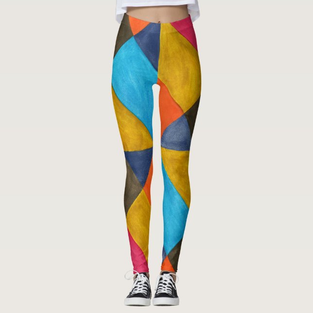 Watercolor abstract creative design. leggings (Front)
