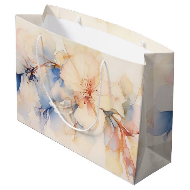 Watercolor Abstract Dogwood Flowers  Large Gift Bag (Back Angled)