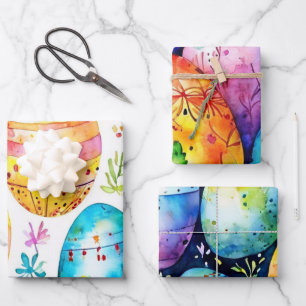Watercolor Abstract Easter Egg Wrap Wrapping Paper Sheet