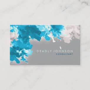 Watercolor Abstract Elegant Cool Multi-colour Blue Business Card