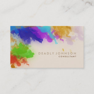 Watercolor Abstract Elegant Cool Multi-colour Brow Business Card