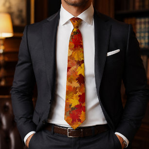 Watercolor Abstract Fall Leaves - Vintage Autumn Tie