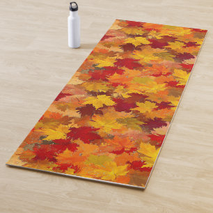 Watercolor Abstract Fall Leaves - Vintage Autumn Yoga Mat