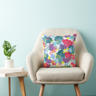 Watercolor abstract floral cushion