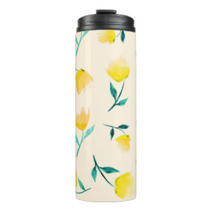Watercolor Abstract Floral Peony Pattern Thermal Tumbler