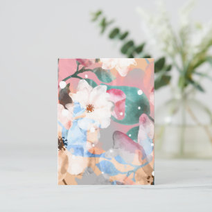 Watercolor Abstract Flowers 1 Holiday Postcard