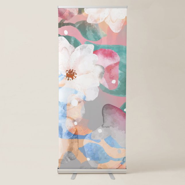 Watercolor Abstract Flowers 1 Retractable Banner (Front)