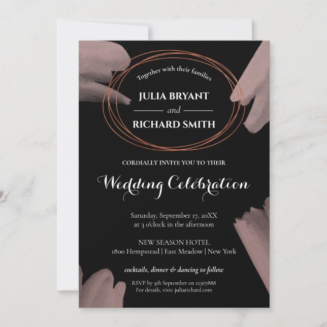 Watercolor Abstract | Geometric Circle Wedding Invitation (Front)