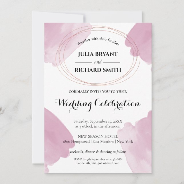 Watercolor Abstract | Geometric Circle Wedding Invitation (Front)