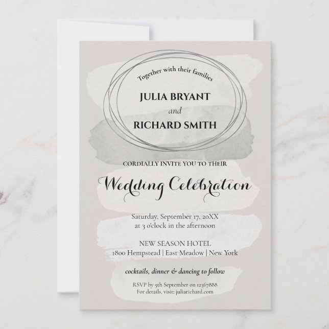 Watercolor Abstract | Geometric Circle Wedding Invitation (Front)