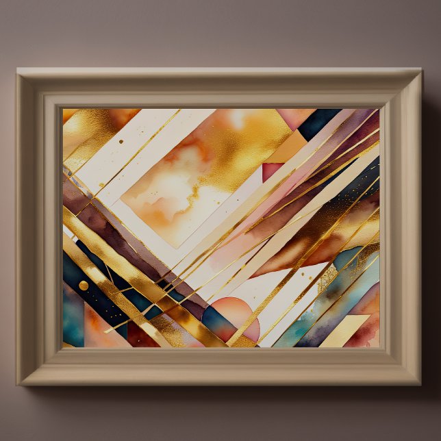 Watercolor Abstract Geometric Painting Gold 4:3 Poster (Creator Uploaded)