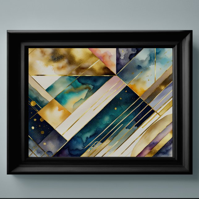 Watercolor Abstract Geometric Painting Gold 4:3 Poster (Creator Uploaded)