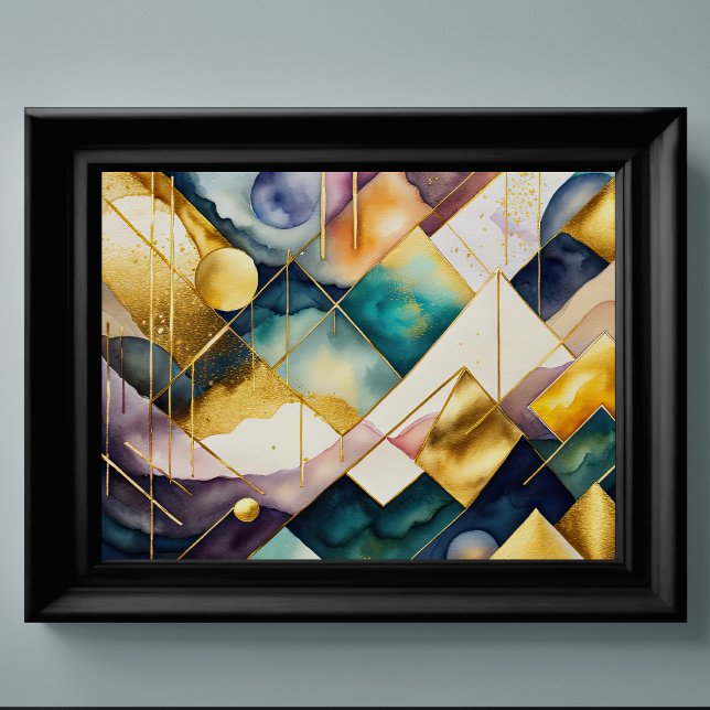 Watercolor Abstract Geometric Painting Gold 4:3 Poster (Creator Uploaded)