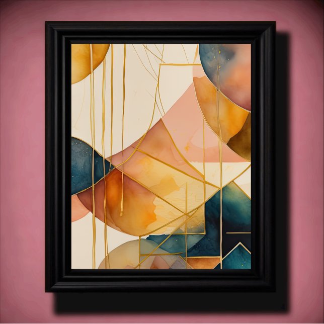 Watercolor Abstract Geometric Painting Gold 4:5 Poster (Creator Uploaded)