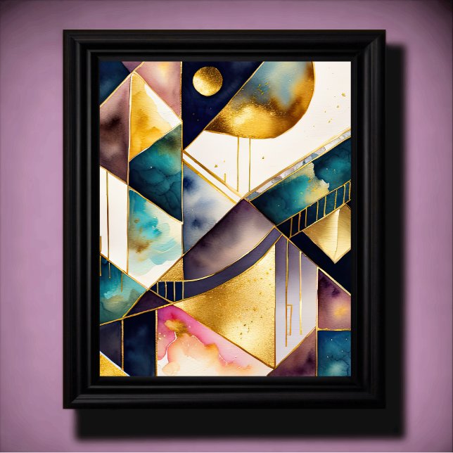 Watercolor Abstract Geometric Painting Gold 4:5 Poster (Creator Uploaded)