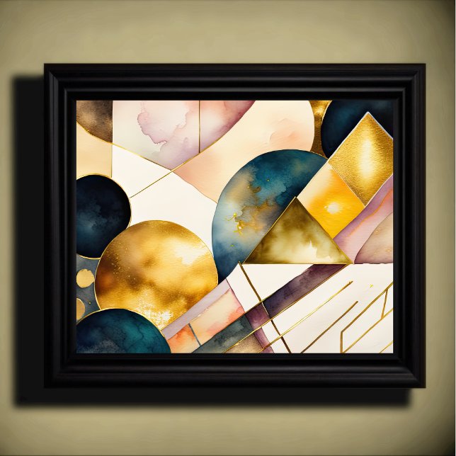Watercolor Abstract Geometric Painting Gold 5:4 Poster (Creator Uploaded)