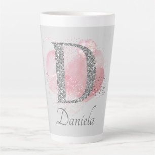 Watercolor Abstract & Glitter Letter  D Latte Mug