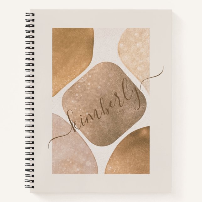 Watercolor Abstract Glittery Shapes Name Notebook (Front)