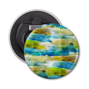 Watercolor abstract green, blue bottle opener