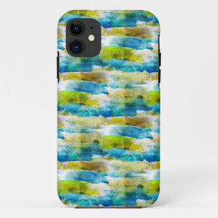 Watercolor abstract green, blue iPhone 11 case