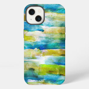 Watercolor abstract green, blue iPhone 13 case