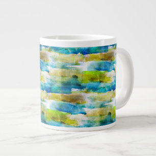 Watercolor abstract green, blue large coffee mug