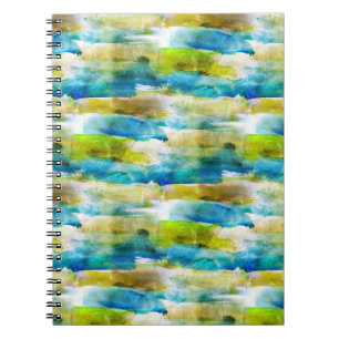Watercolor abstract green, blue notebook