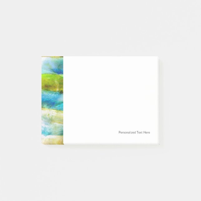 Watercolor abstract green, blue post-it notes (Front)