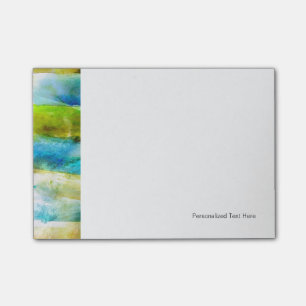 Watercolor abstract green, blue post-it notes