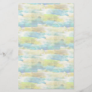 Watercolor abstract green, blue stationery