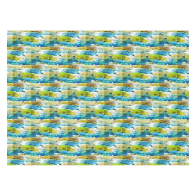 Watercolor abstract green, blue tablecloth (Front (Horizontal))