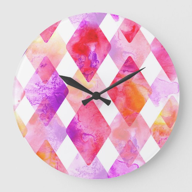 Watercolor Abstract: Hand Painted Seamless. Large Clock (Front)