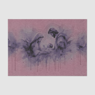 Watercolor Abstract Holy Family Purple Pink Tissue Paper