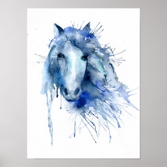 Watercolor Abstract Horse Portrait Poster Zazzle Co Uk