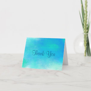 Watercolor Abstract In Green and Blue Thank You Card