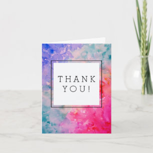 Watercolor Abstract in pink, purple, tea Thank You