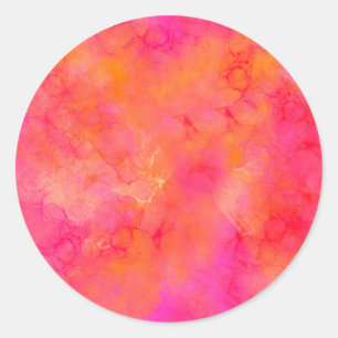 Watercolor Abstract Ink Art Pink Orange Classic Round Sticker