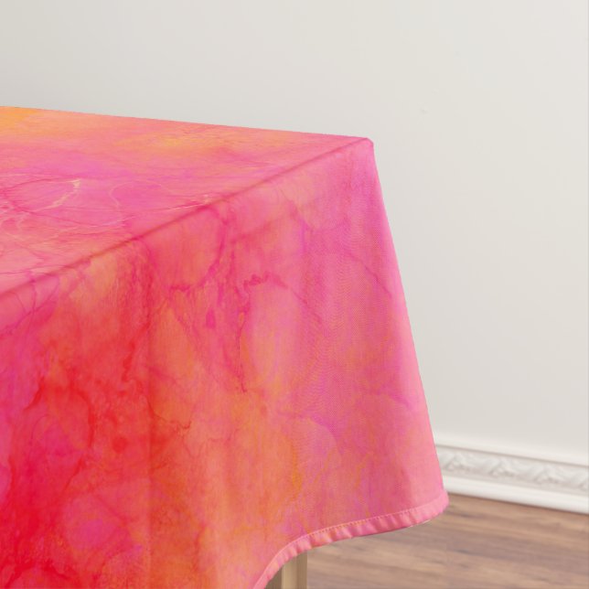 Watercolor Abstract Ink Art Pink Orange Tablecloth (In Situ)