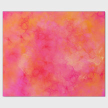 Watercolor Abstract Ink Art Pink Orange