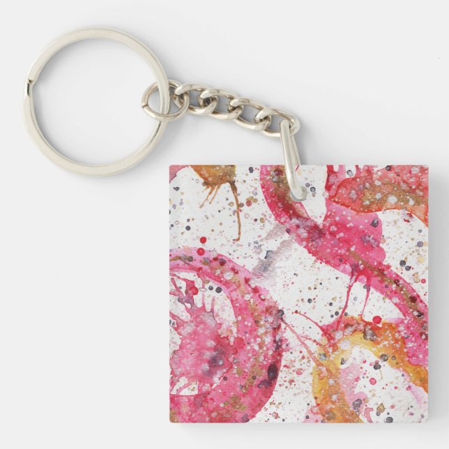 Watercolor abstract keychain (Front)