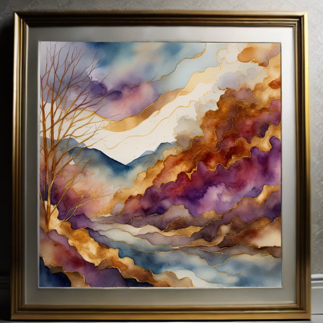 Watercolor Abstract Landscape Painting Gold 1:1 Poster (Creator Uploaded)