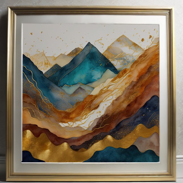 Watercolor Abstract Landscape Painting Gold 1:1 Poster (Creator Uploaded)