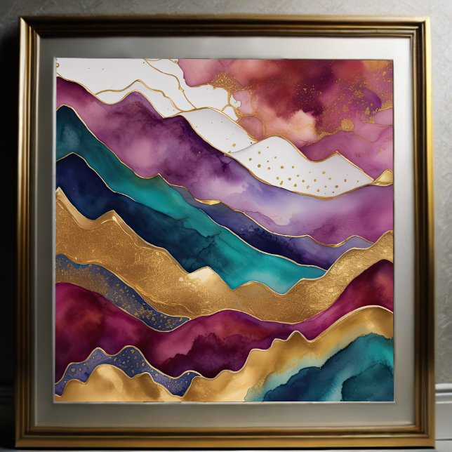 Watercolor Abstract Landscape Painting Gold 1:1 Poster (Creator Uploaded)